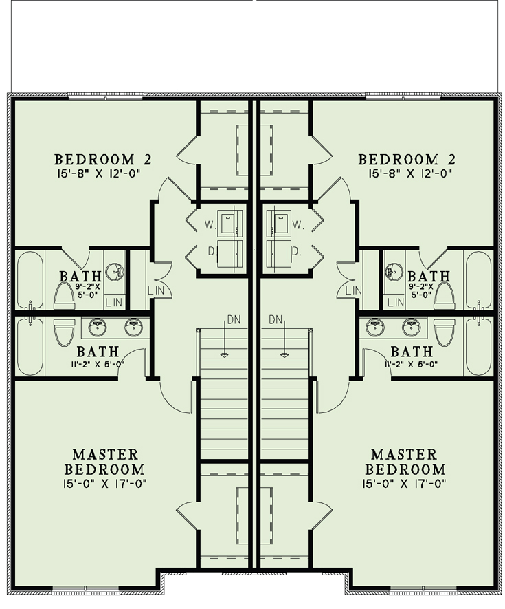 Tudor Multi-Family Plan 82174 with 4 Beds, 6 Baths Level Two