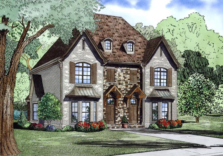 Tudor Multi-Family Plan 82174 with 4 Beds, 6 Baths Elevation
