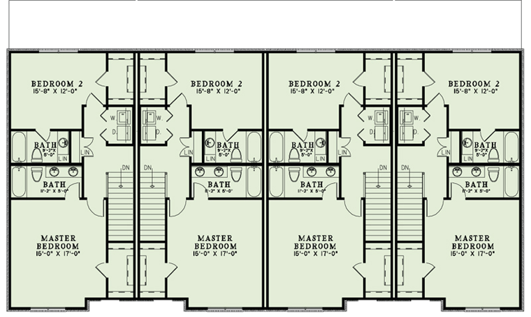 Tudor Multi-Family Plan 82175 with 8 Beds, 12 Baths Level Two
