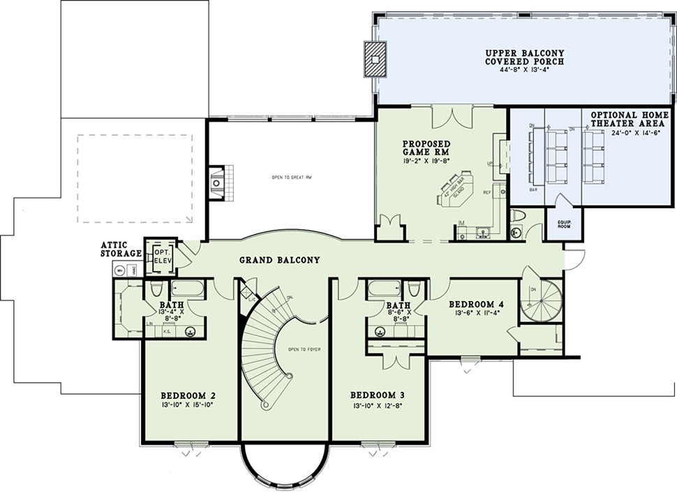 European, Tudor House Plan 82177 with 4 Beds, 5 Baths, 3 Car Garage Level Two