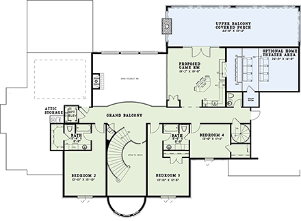 European, Tudor House Plan 82177 with 4 Beds, 5 Baths, 3 Car Garage Second Level Plan