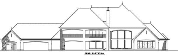 European, Tudor House Plan 82177 with 4 Beds, 5 Baths, 3 Car Garage Rear Elevation