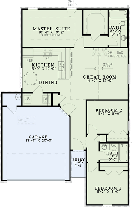 House Plan 82180 with 3 Beds, 3 Baths, 2 Car Garage First Level Plan