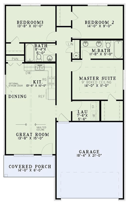 Craftsman House Plan 82181 with 3 Beds, 2 Baths, 2 Car Garage First Level Plan