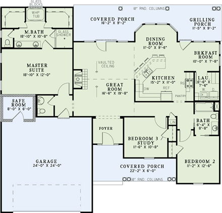House Plan 82185 with 3 Beds, 3 Baths, 2 Car Garage First Level Plan