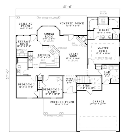 House Plan 82226 with 3 Beds, 2 Baths, 2 Car Garage First Level Plan