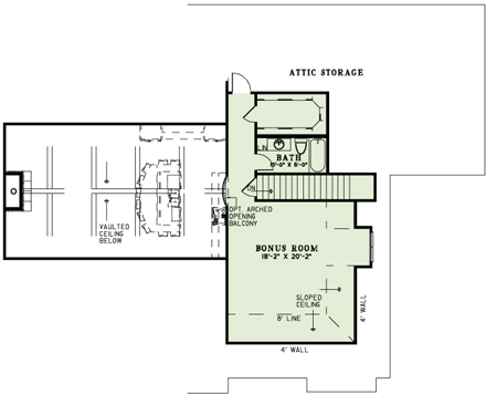 Craftsman, European House Plan 82230 with 4 Beds, 4 Baths, 3 Car Garage Second Level Plan