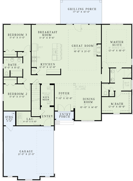 House Plan 82233 with 3 Beds, 2 Baths, 2 Car Garage First Level Plan