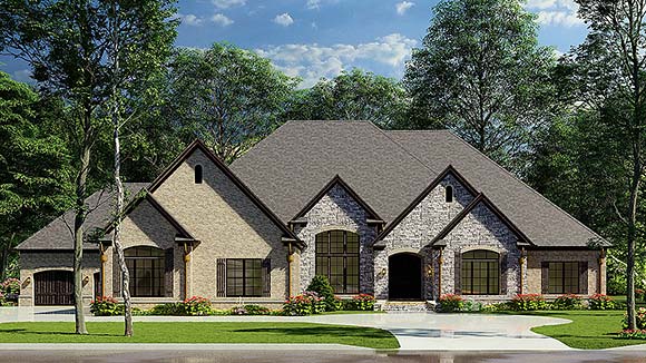 European, Traditional House Plan 82234 with 3 Beds, 4 Baths, 4 Car Garage Elevation