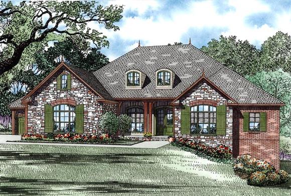 Country, European, Traditional House Plan 82246 with 4 Beds, 3 Baths, 3 Car Garage Elevation