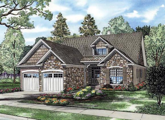 Country, Craftsman, European, Narrow Lot House Plan 82250 with 3 Beds, 3 Baths, 2 Car Garage Elevation