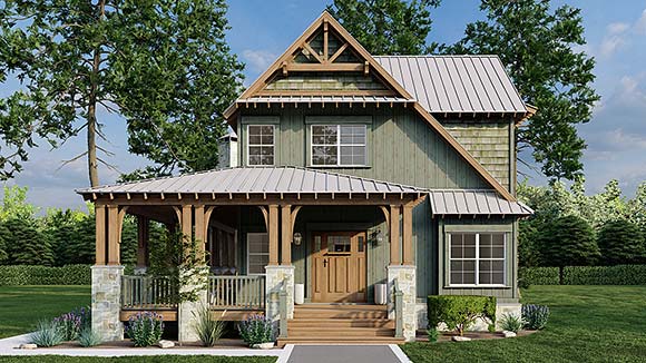 Country, Craftsman House Plan 82251 with 3 Beds, 2 Baths Elevation
