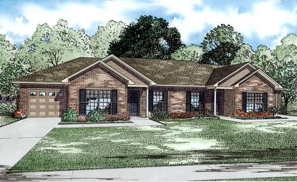 Traditional Multi-Family Plan 82253 with 4 Beds, 4 Baths, 2 Car Garage Elevation
