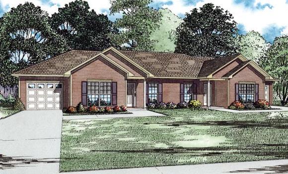 Traditional Multi-Family Plan 82254 with 4 Beds, 2 Baths, 2 Car Garage Elevation