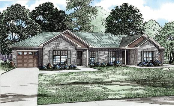 Traditional Multi-Family Plan 82255 with 4 Beds, 2 Baths, 2 Car Garage Elevation
