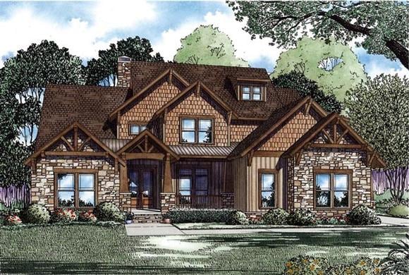 Country, Craftsman House Plan 82259 with 4 Beds, 3 Baths, 3 Car Garage Elevation