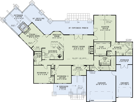 Craftsman House Plan 82260 with 4 Beds, 3 Baths, 3 Car Garage First Level Plan
