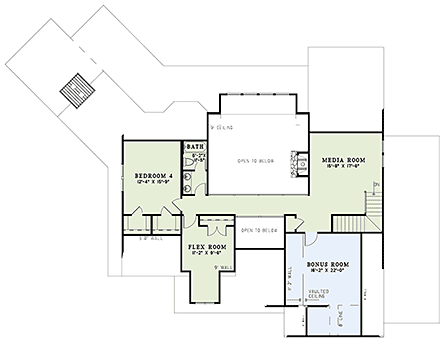 Craftsman House Plan 82260 with 4 Beds, 3 Baths, 3 Car Garage Second Level Plan
