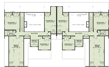 Country, Craftsman Multi-Family Plan 82263 with 8 Beds, 6 Baths, 4 Car Garage Second Level Plan
