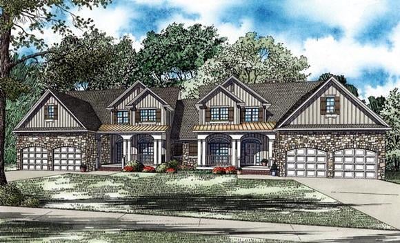 Country, Craftsman Multi-Family Plan 82263 with 8 Beds, 6 Baths, 4 Car Garage Elevation