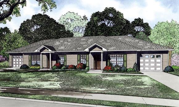 Traditional Multi-Family Plan 82266 with 4 Beds, 2 Baths, 2 Car Garage Elevation