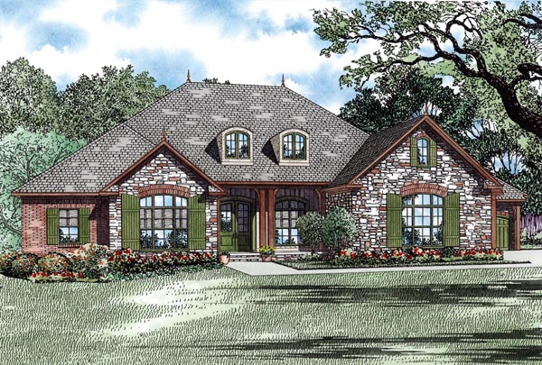 Country, Craftsman, European Plan with 2618 Sq. Ft., 3 Bedrooms, 3 Bathrooms, 4 Car Garage Elevation