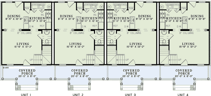 Multi-Family Plan 82277 with 8 Beds, 12 Baths Level One