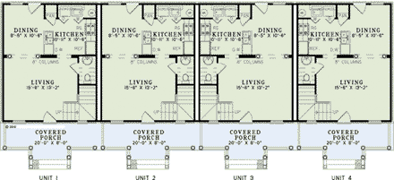 Multi-Family Plan 82277 with 8 Beds, 12 Baths First Level Plan