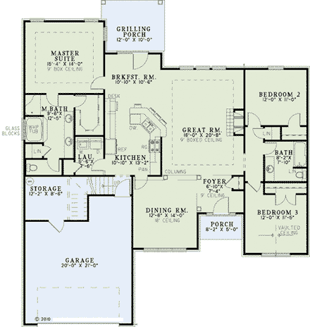 House Plan 82278 with 3 Beds, 2 Baths, 2 Car Garage First Level Plan