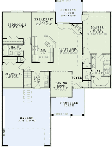 Craftsman, European, Traditional House Plan 82282 with 3 Beds, 2 Baths, 2 Car Garage First Level Plan