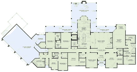 House Plan 82283 with 5 Beds, 6 Baths, 4 Car Garage First Level Plan