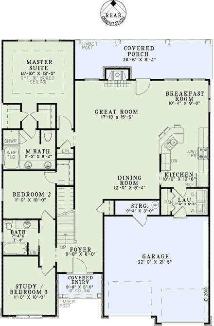 House Plan 82285 with 3 Beds, 3 Baths, 2 Car Garage First Level Plan