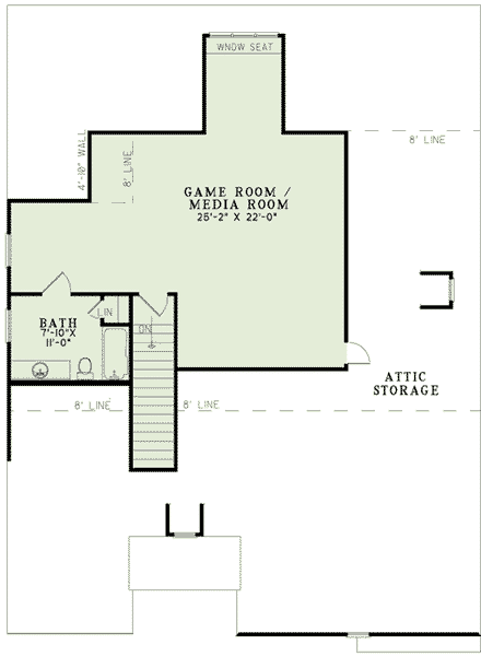 House Plan 82285 with 3 Beds, 3 Baths, 2 Car Garage Second Level Plan