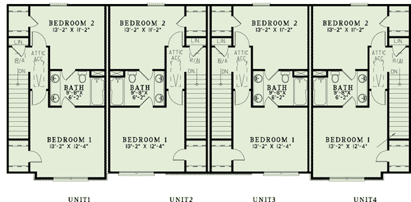 Multi-Family Plan 82288 with 8 Beds, 8 Baths Level Two