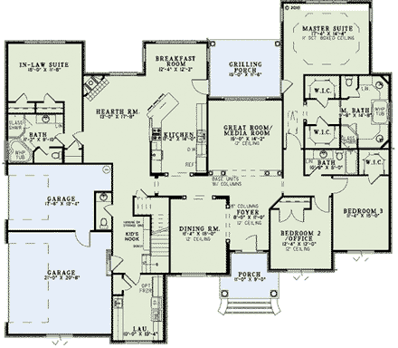 House Plan 82294 with 4 Beds, 5 Baths, 3 Car Garage First Level Plan
