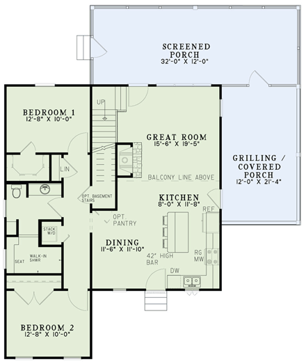 House Plan 82312 with 3 Beds, 3 Baths First Level Plan