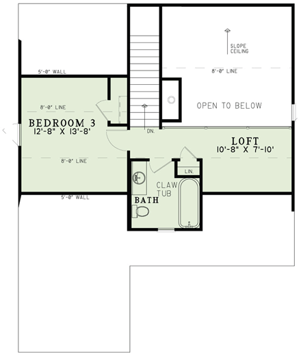 House Plan 82312 with 3 Beds, 3 Baths Second Level Plan