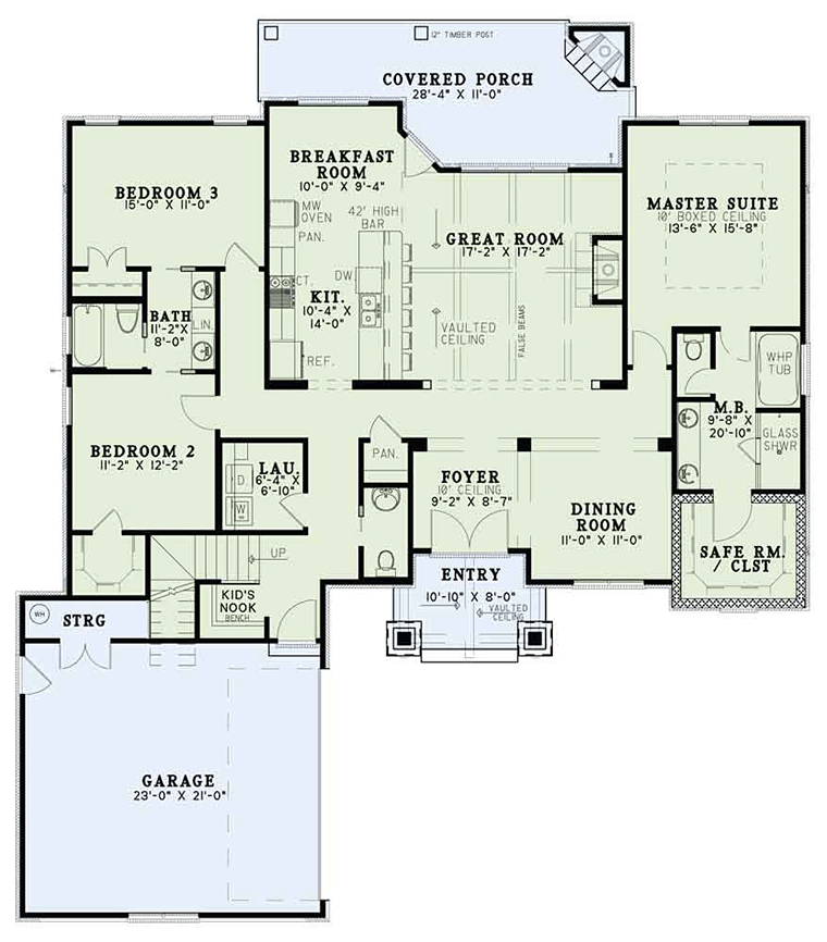 House Plan 82319 - with 2091 Sq Ft, 3 Bed, 2 Bath, 1 Half Bath