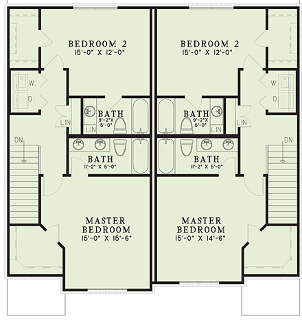European, Tudor Multi-Family Plan 82334 with 2 Beds, 3 Baths Second Level Plan