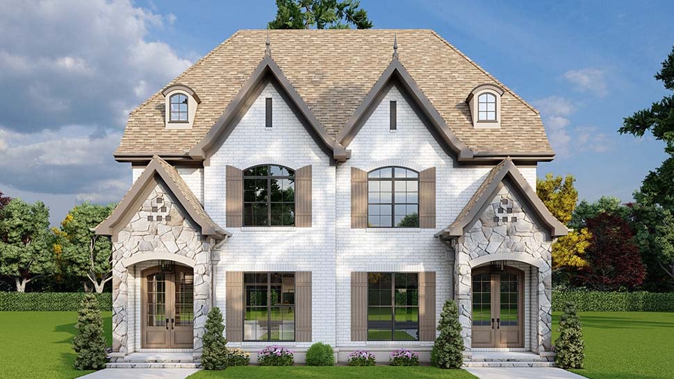 Multi-Family Plan 82334 Tudor Style with 1523 Sq Ft, Bed, B