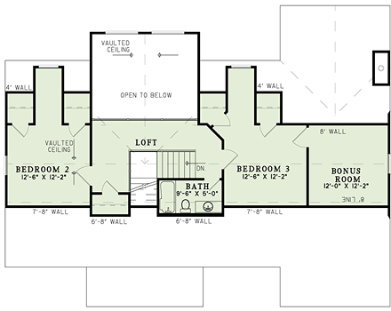 Craftsman, Ranch House Plan 82335 with 3 Beds, 4 Baths, 1 Car Garage Second Level Plan