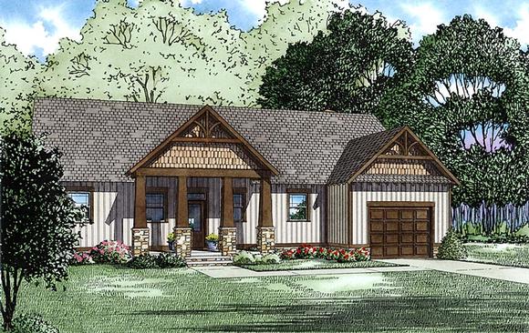 Craftsman, Ranch House Plan 82335 with 3 Beds, 4 Baths, 1 Car Garage Elevation