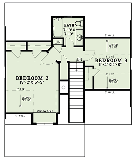 Cape Cod, Cottage, Craftsman House Plan 82341 with 3 Beds, 3 Baths, 2 Car Garage Second Level Plan