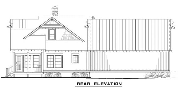 Cape Cod, Cottage, Craftsman House Plan 82341 with 3 Beds, 3 Baths, 2 Car Garage Rear Elevation