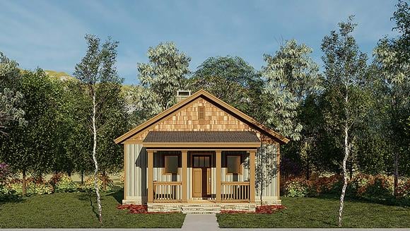 Cabin, Ranch, Traditional House Plan 82343 with 2 Beds, 1 Baths Elevation