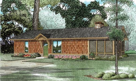 Cabin, Ranch House Plan 82344 with 1 Beds, 1 Baths Elevation