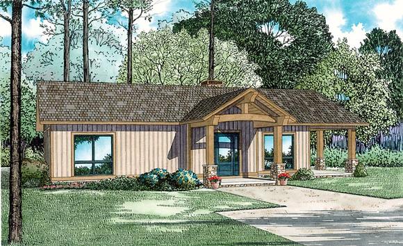 Cabin, Ranch House Plan 82345 with 2 Beds, 1 Baths Elevation