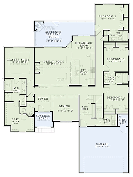 European, Tudor House Plan 82348 with 4 Beds, 4 Baths, 2 Car Garage First Level Plan
