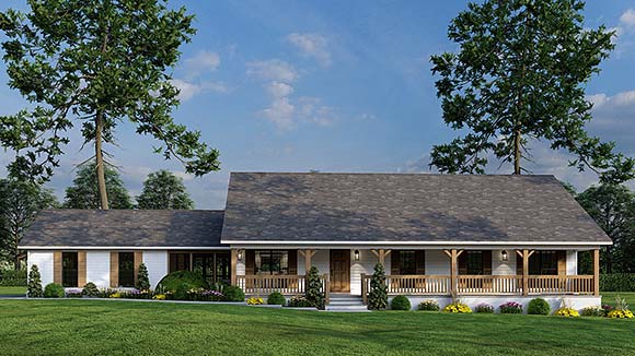Country, Ranch House Plan 82350 with 3 Beds, 2 Baths, 2 Car Garage Elevation