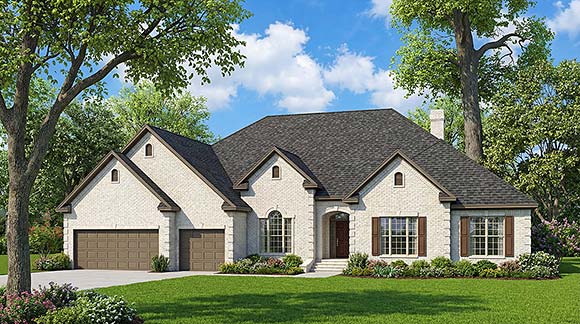 European, Traditional House Plan 82351 with 4 Beds, 3 Baths, 3 Car Garage Elevation